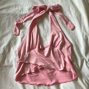 Pink cropped halter top Zaful NWOT